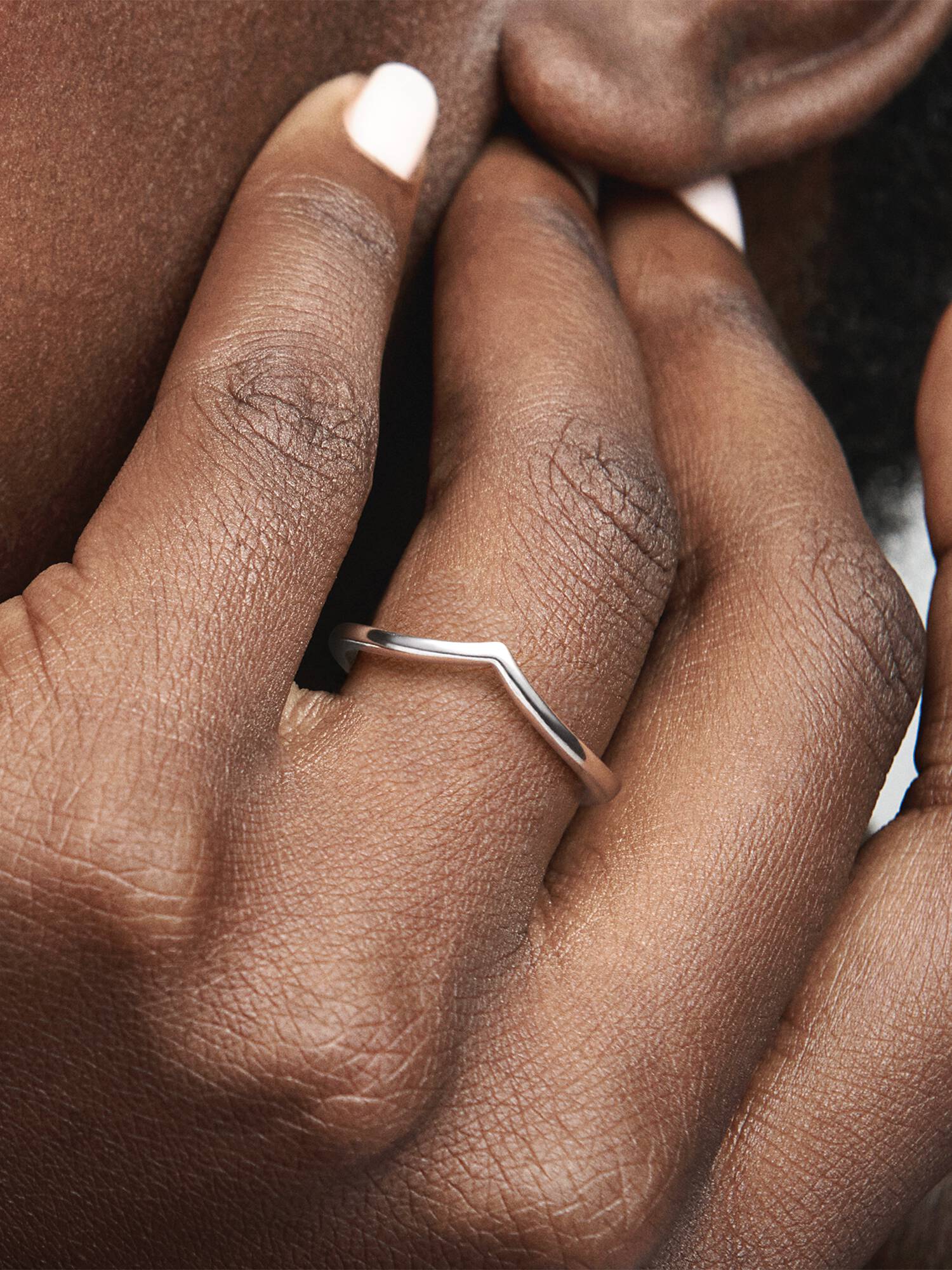 Wishbone silver ring