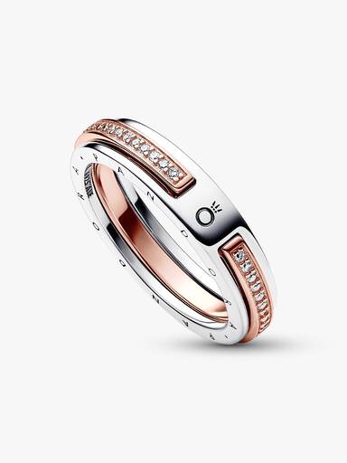 Pandora Signature Logo & Pavé 雙色戒指