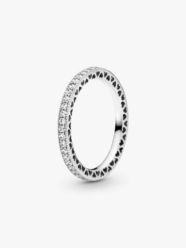 Silver ring with clear cubic zirconia