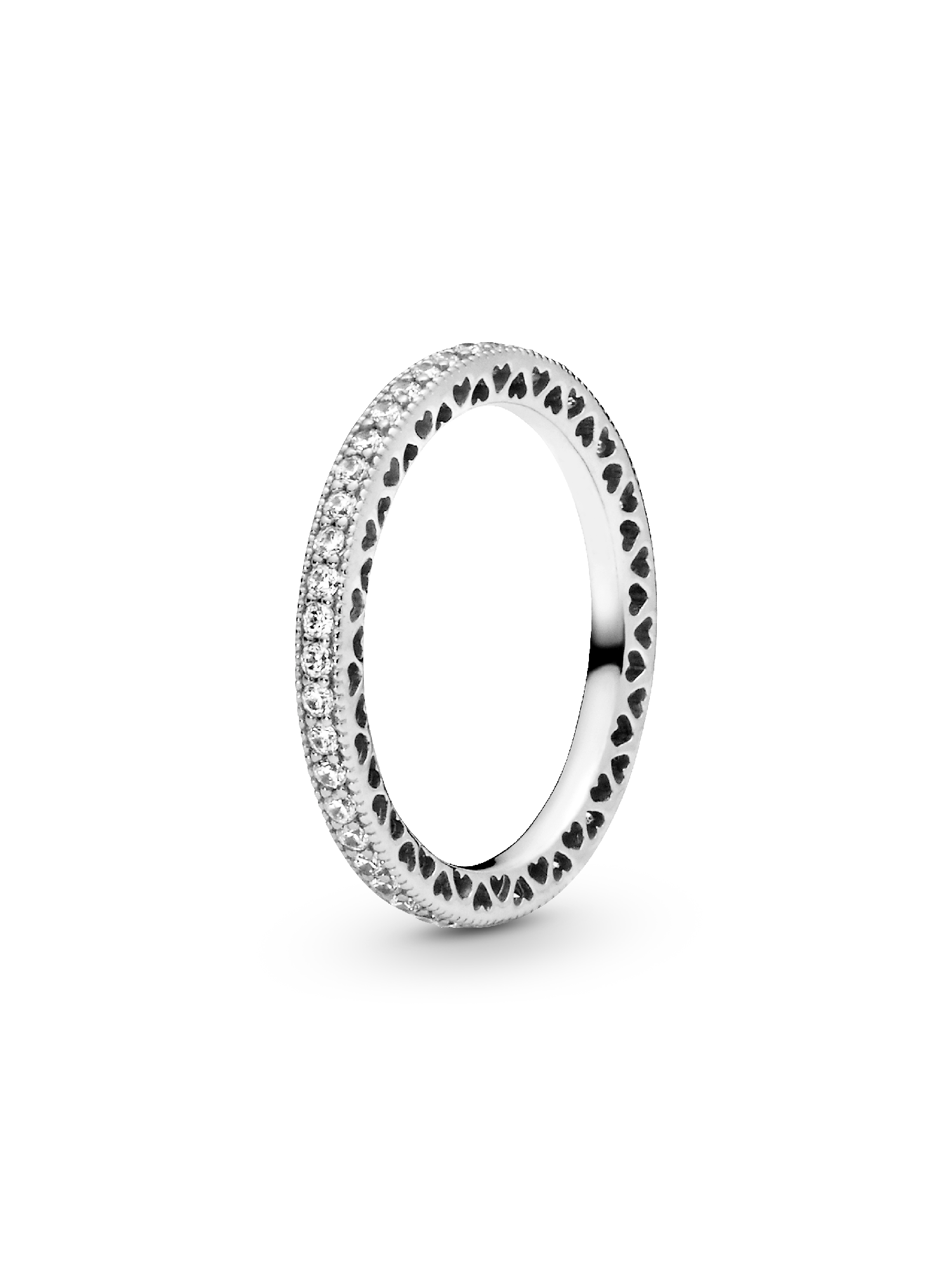 Silver ring with clear cubic zirconia