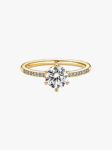 Pandora Signature 鍍14k金鋯石戒指