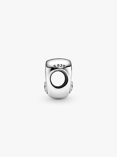 Daughter heart silver charm with pink cubic zirconia
