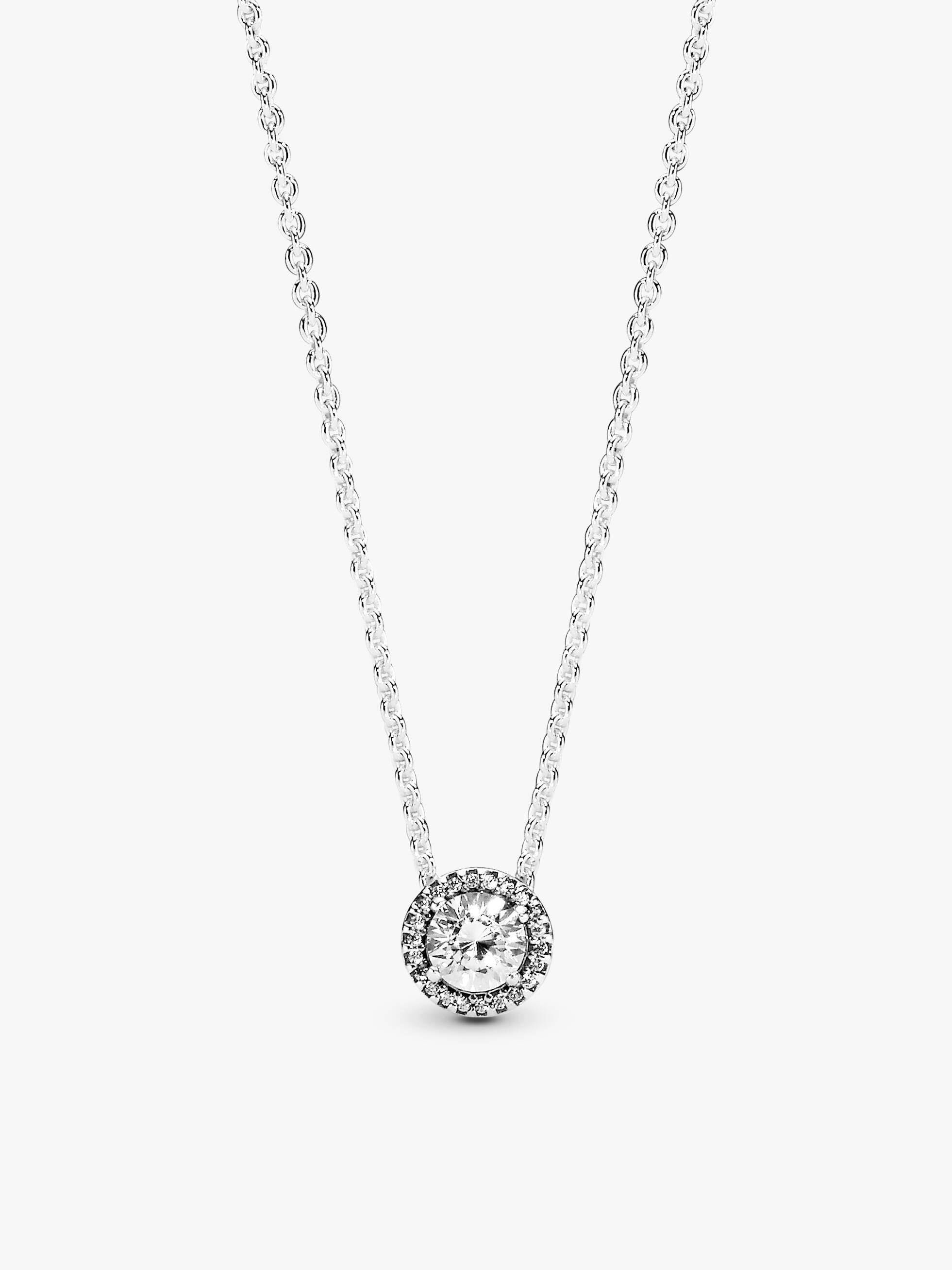 Silver necklace with clear cubic zirconia
