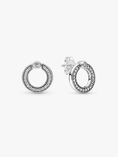 Pandora Signature 925銀璀璨圓圈雙面耳環
