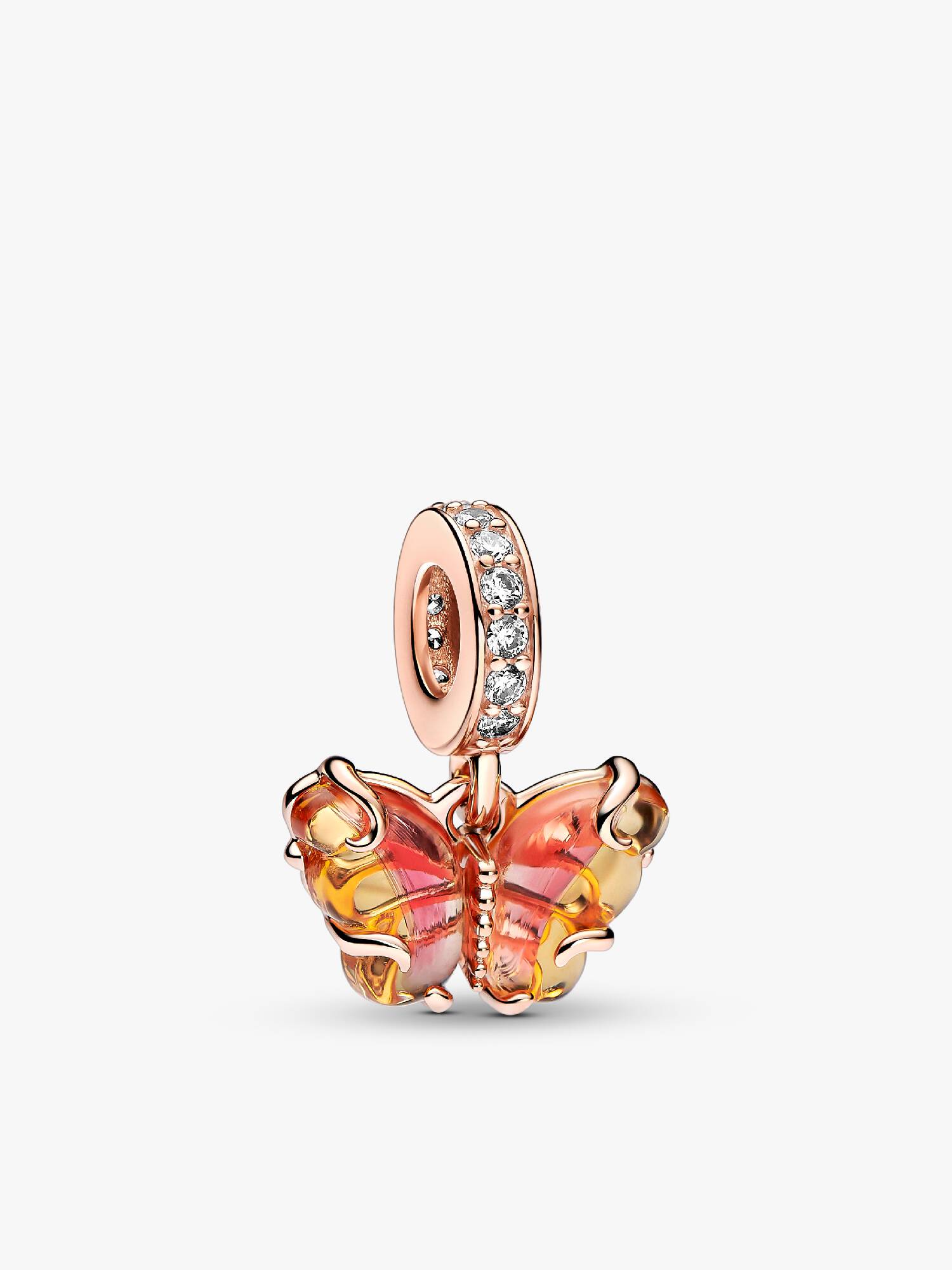 粉紅燦金 Murano 琉璃蝴蝶吊飾