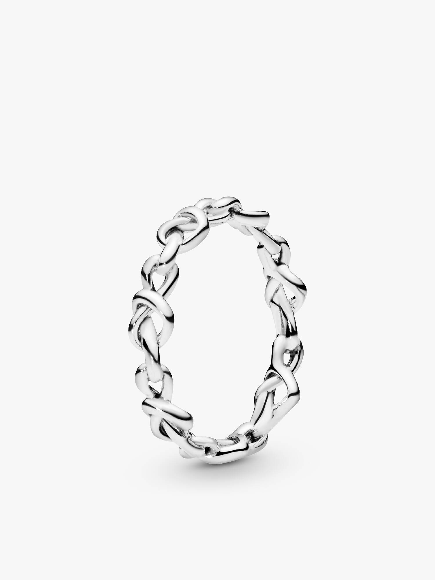 Knotted hearts silver ring