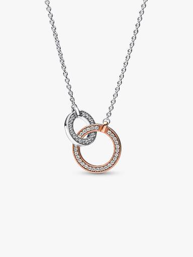Pandora Signature 雙色交織釦環項鏈