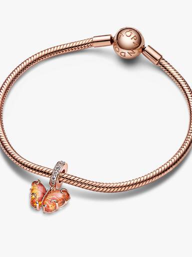 粉紅燦金 Murano 琉璃蝴蝶吊飾