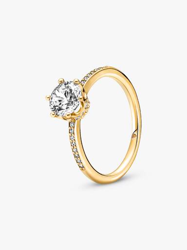 Pandora Signature 鍍14k金鋯石戒指
