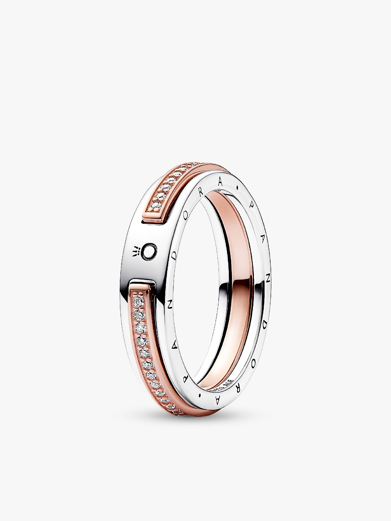 Pandora Signature Logo & Pavé 雙色戒指