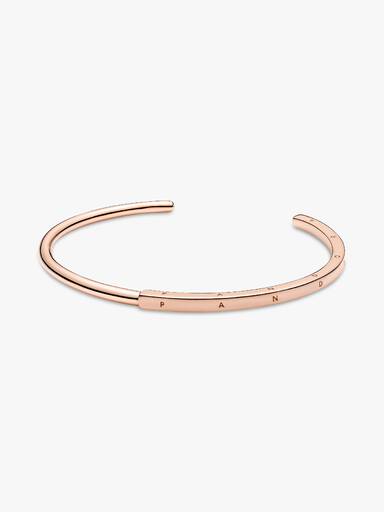 PANDORA Signature I-D 鍍14k玫瑰金開放式手環
