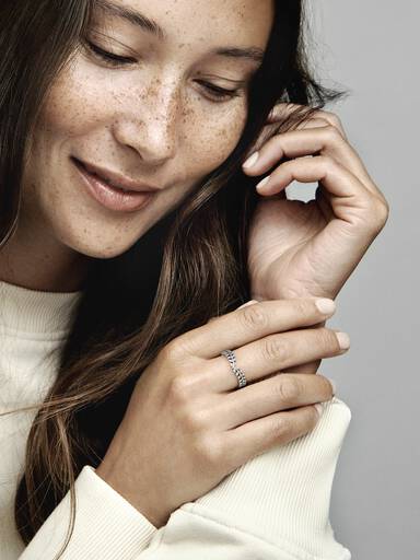 Seeds wishbone silver ring