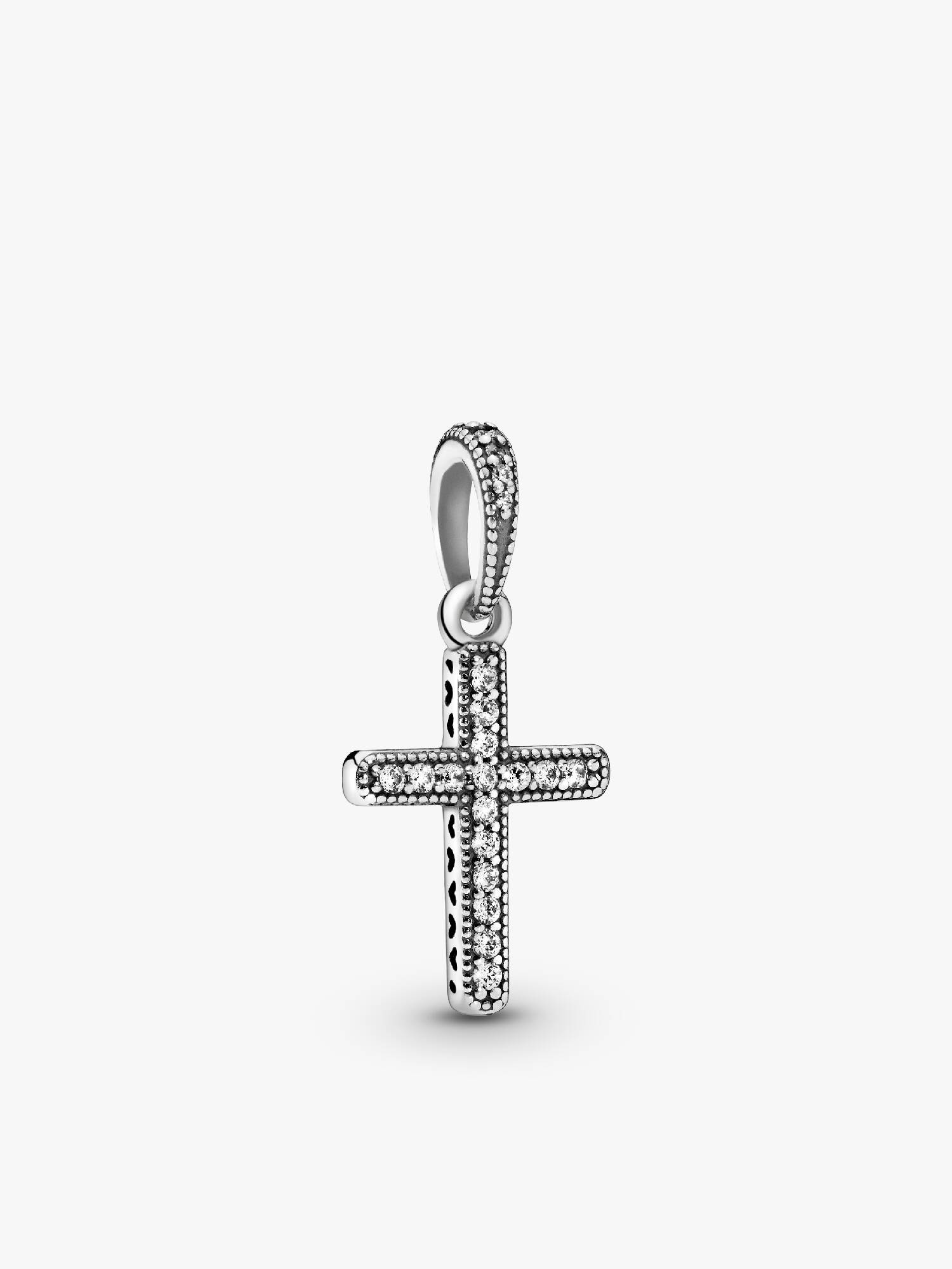 Cross silver pendant with clear cubic zirconia
