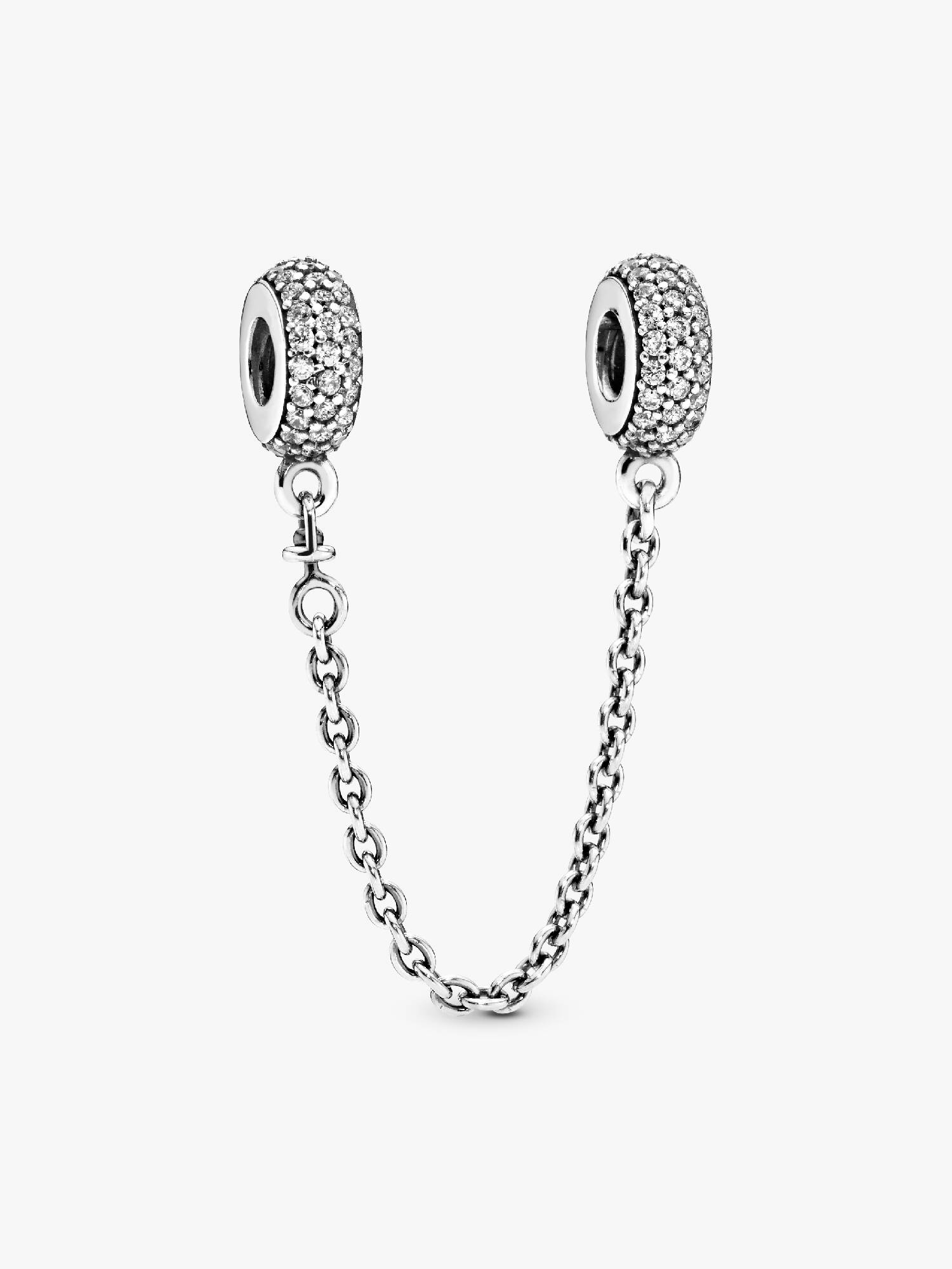Silver safety chain with clear cubic zirconia
