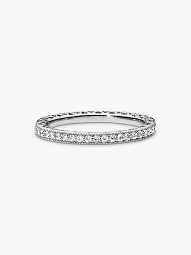 Silver ring with clear cubic zirconia