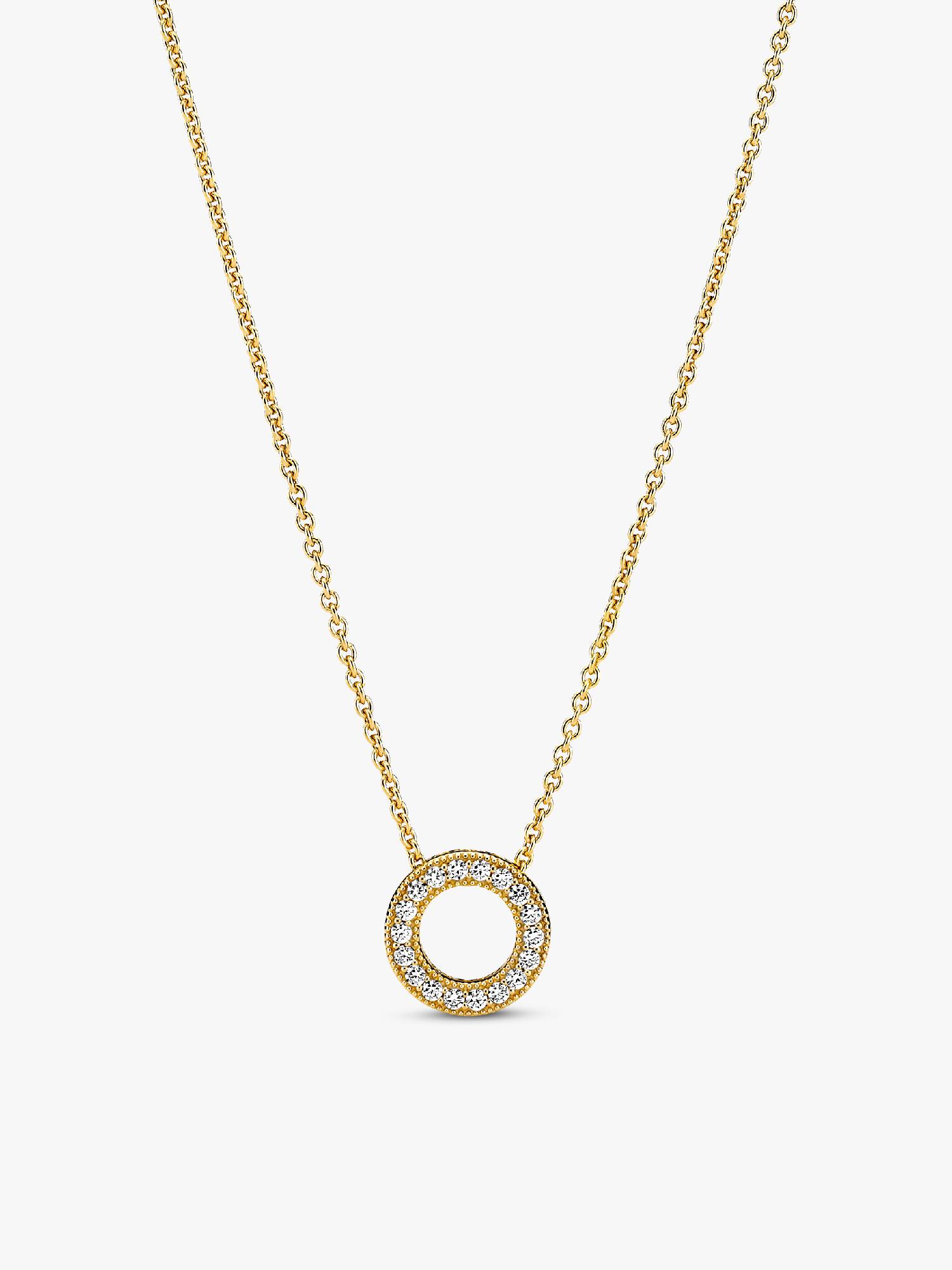 Pandora Signature 鍍14金密鑲鋯石項鏈
