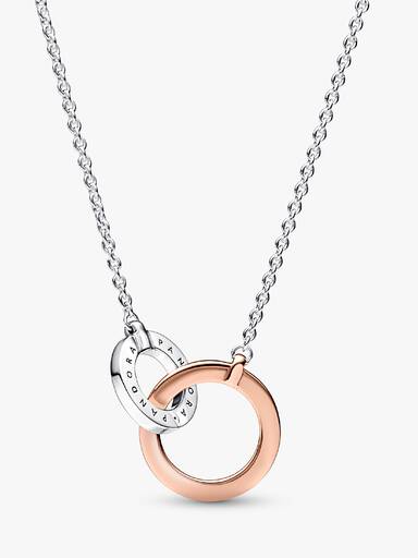 Pandora Signature 雙色交織釦環項鏈