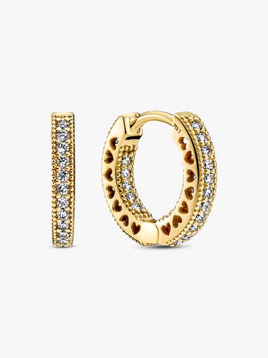 Pandora Signature 鍍14金密鑲鋯石單圈耳環