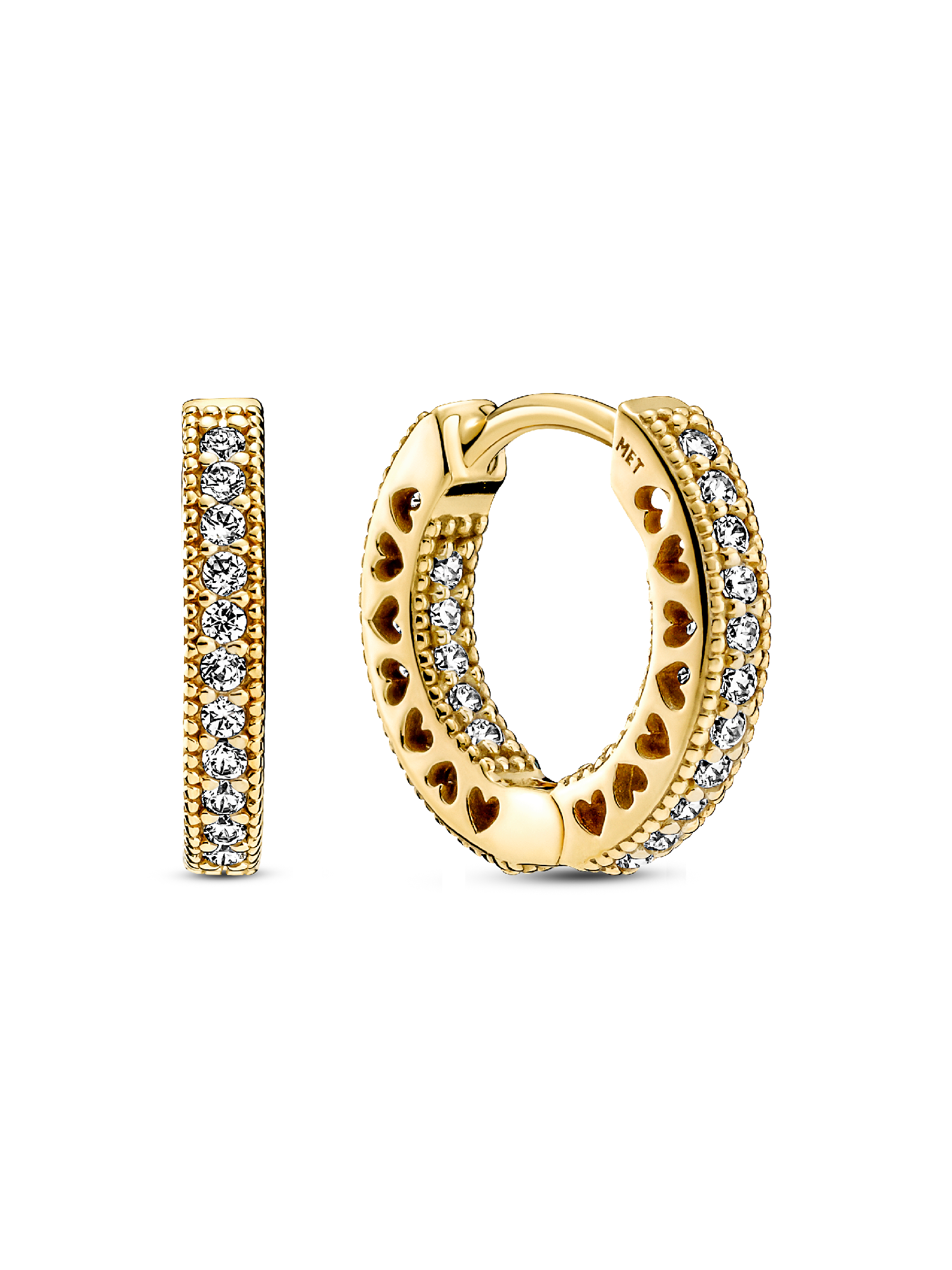 Pandora Signature 鍍14金密鑲鋯石單圈耳環