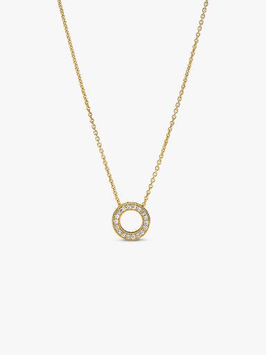 Pandora Signature 鍍14金密鑲鋯石項鏈