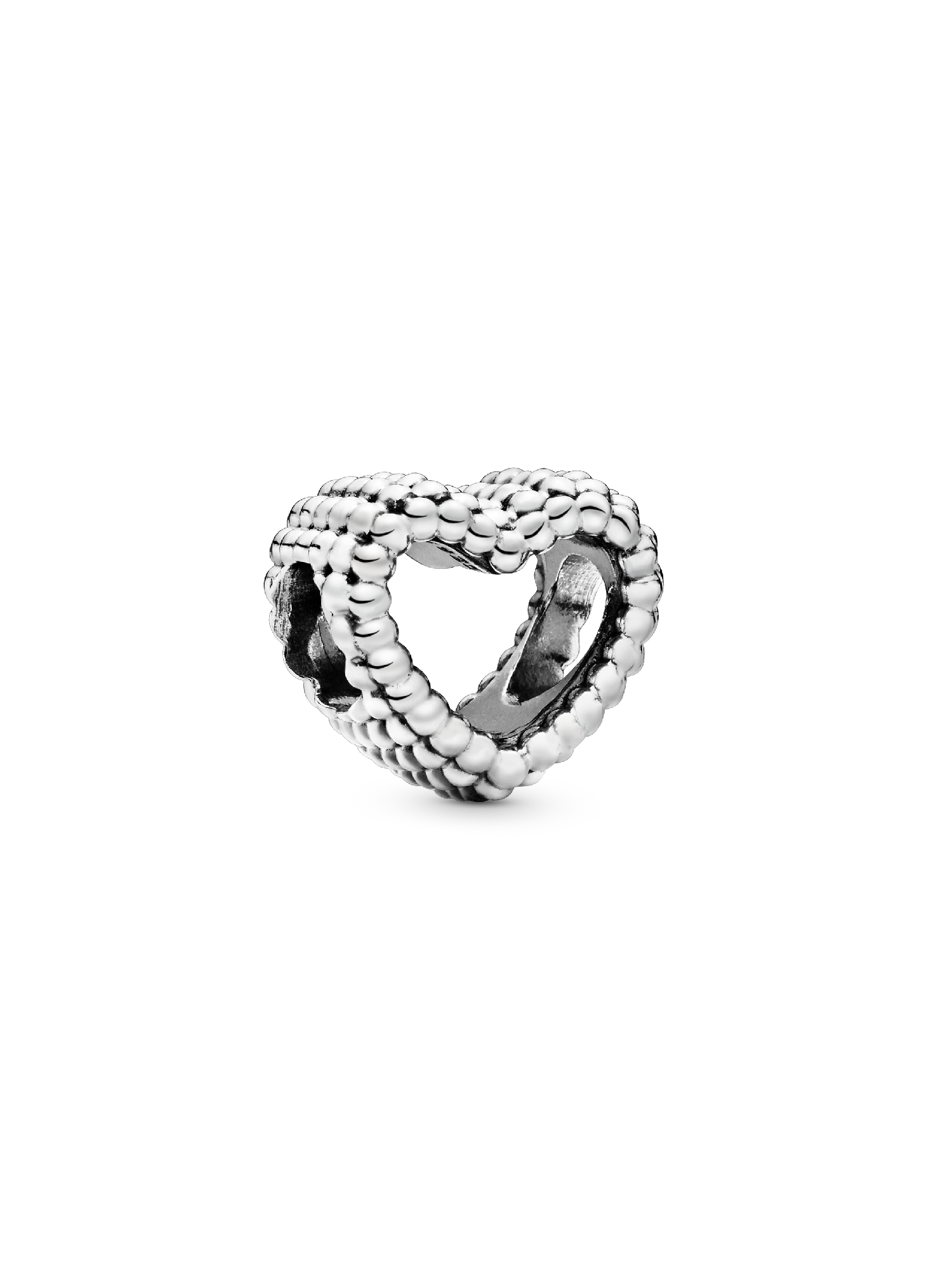Beaded heart silver charm