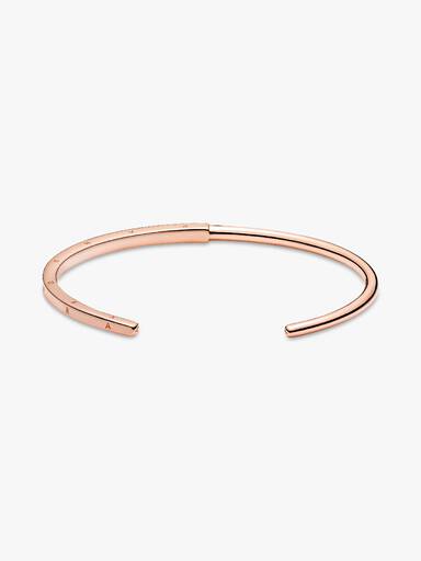 PANDORA Signature I-D 鍍14k玫瑰金開放式手環