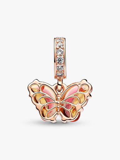 粉紅燦金 Murano 琉璃蝴蝶吊飾