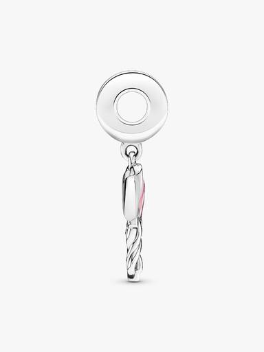 Balloons silver dangle with clear cubic zirconia, shimmering silver, pink and red enamel