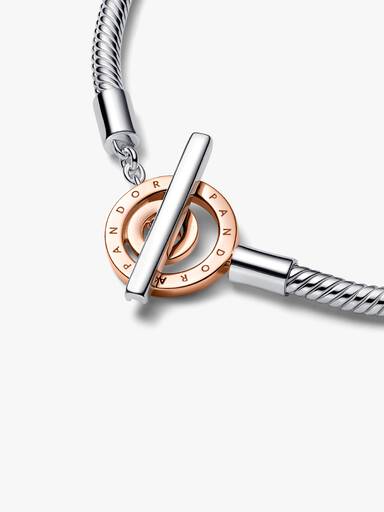 PANDORA Signature Logo 雙色金屬 T 字扣蛇鏈
