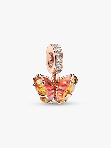 粉紅燦金 Murano 琉璃蝴蝶吊飾