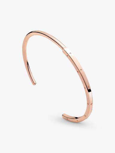 PANDORA Signature I-D 鍍14k玫瑰金開放式手環
